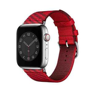Two-color Nylon Braid Watch Band For Apple Watch Series 8&7 41mm / SE 2&6&SE&5&4 40mm / 3&2&1 38mm(Dark Red+Red)