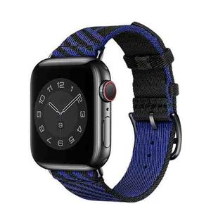 Two-color Nylon Braid Watch Band For Apple Watch Ultra 49mm&Watch Ultra 2 49mm / Series 9&8&7 45mm / SE 3&SE 2&6&SE&5&4 44mm / 3&2&1 42mm(Black+Blue)