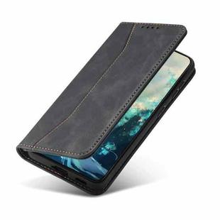 For Samsung Galaxy A72 Skin-feel Calfskin Texture Magnetic Dual-Fold Horizontal Flip Leather Case with Holder & Card Slots & Wallet(Black)