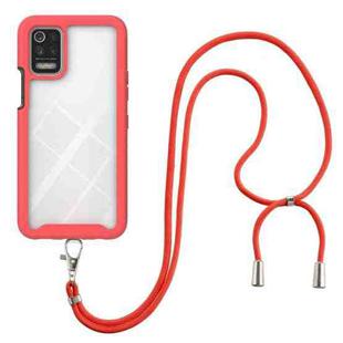 For LG K42 / K52 / Q52 / K62/ Q62 Starry Sky Solid Color Series Shockproof PC + TPU Protective Case with Neck Strap(Red)