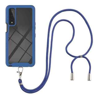 For LG Stylo 7 5G Starry Sky Solid Color Series Shockproof PC + TPU Protective Case with Neck Strap(Blue)