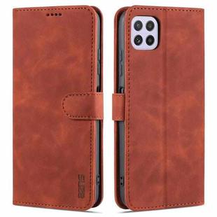 For Samsung Galaxy A22 5G AZNS Skin Feel Calf Texture Horizontal Flip Leather Case with Card Slots & Holder & Wallet(Brown)