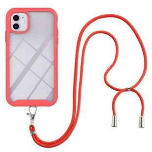 For iPhone 11 Starry Sky Solid Color Series Shockproof PC + TPU Protective Case with Neck Strap (Red)