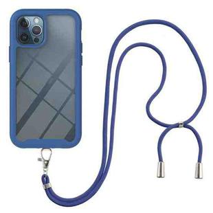 For iPhone 11 Pro Max Starry Sky Solid Color Series Shockproof PC + TPU Protective Case with Neck Strap (Blue)