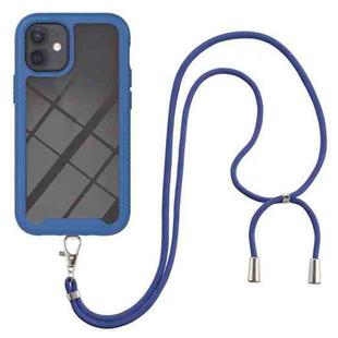 For iPhone 12 mini Starry Sky Solid Color Series Shockproof PC + TPU Protective Case with Neck Strap (Blue)