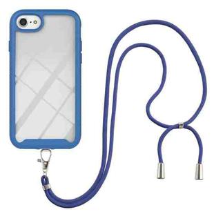 For iPhone SE 2022 / SE 2020 / 8 / 7 / 6s / 6 Starry Sky Solid Color Series Shockproof PC + TPU Protective Case with Neck Strap(Blue)