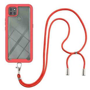 For Motorola Moto G9 Power Starry Sky Solid Color Series Shockproof PC + TPU Protective Case with Neck Strap(Red)