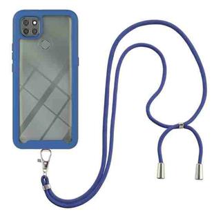 For Motorola Moto G9 Power Starry Sky Solid Color Series Shockproof PC + TPU Protective Case with Neck Strap(Blue)