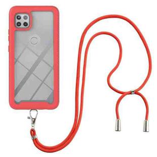 For Motorola One 5G Ace Starry Sky Solid Color Series Shockproof PC + TPU Protective Case with Neck Strap(Red)