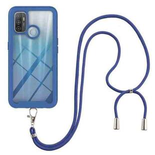 For OPPO A53 Starry Sky Solid Color Series Shockproof PC + TPU Protective Case with Neck Strap(Blue)