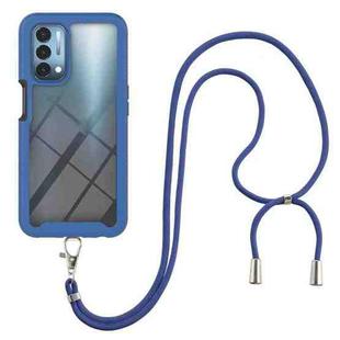 For OPPO A54 5G / A74 5G / A93 5G Starry Sky Solid Color Series Shockproof PC + TPU Protective Case with Neck Strap(Blue)