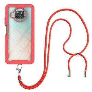 For Xiaomi Mi 10T Lite Starry Sky Solid Color Series Shockproof PC + TPU Protective Case with Neck Strap(Red)