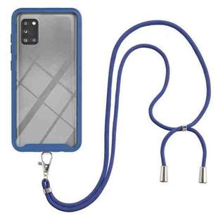 For Samsung Galaxy A31 Starry Sky Solid Color Series Shockproof PC + TPU Protective Case with Neck Strap(Blue)