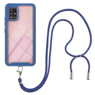 For Samsung Galaxy A51 5G Starry Sky Solid Color Series Shockproof PC + TPU Protective Case with Neck Strap(Blue)