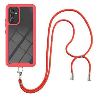 For Samsung Galaxy A82 5G Starry Sky Solid Color Series Shockproof PC + TPU Protective Case with Neck Strap(Red)