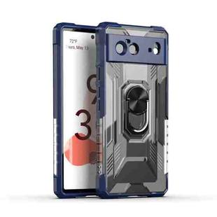 For Google Pixel 6 PC + TPU Shockproof Protective Case with Metal Ring Holder(Blue)