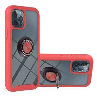 For iPhone 12 / 12 Pro Starry Sky Solid Color Series Shockproof PC + TPU Protective Case with Ring Holder & Magnetic Function(Red)