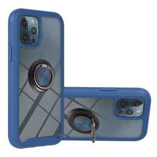 For iPhone 12 / 12 Pro Starry Sky Solid Color Series Shockproof PC + TPU Protective Case with Ring Holder & Magnetic Function(Blue)