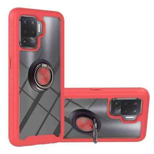 For OPPO A94 4G / Reno5 Lite Starry Sky Solid Color Series Shockproof PC + TPU Protective Case with Ring Holder & Magnetic Function(Red)