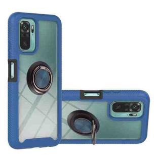 For Xiaomi Redmi Note 10 Starry Sky Solid Color Series Shockproof PC + TPU Protective Case with Ring Holder & Magnetic Function(Blue)