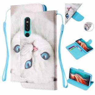 For Huawei P30 Colored Drawing Pattern Cross Texture Horizontal Flip PU Leather Case with Holder & Card Slots & Wallet(Blue Eye Cat)
