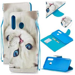 For Huawei P30 Lite Colored Drawing Pattern Cross Texture Horizontal Flip PU Leather Case with Holder & Card Slots & Wallet(Blue Eye Cat)