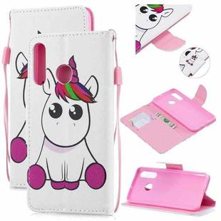 For Huawei P30 Lite Colored Drawing Pattern Cross Texture Horizontal Flip PU Leather Case with Holder & Card Slots & Wallet(Pink Unicorn)