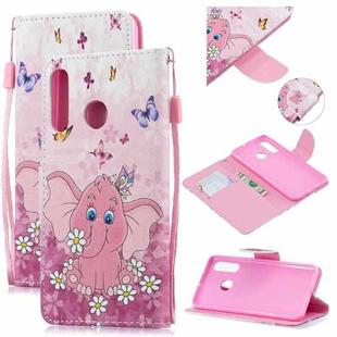 For Huawei P30 Lite Colored Drawing Pattern Cross Texture Horizontal Flip PU Leather Case with Holder & Card Slots & Wallet(Butterfly Elephant)