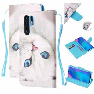 For Huawei P30 Pro Colored Drawing Pattern Cross Texture Horizontal Flip PU Leather Case with Holder & Card Slots & Wallet(Blue Eye Cat)