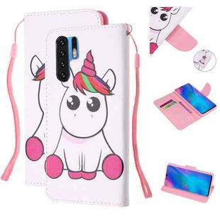 For Huawei P30 Pro Colored Drawing Pattern Cross Texture Horizontal Flip PU Leather Case with Holder & Card Slots & Wallet(Pink Unicorn)