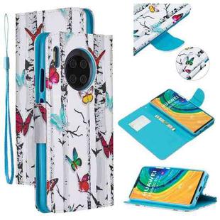 For Huawei Mate 30 Colored Drawing Pattern Cross Texture Horizontal Flip PU Leather Case with Holder & Card Slots & Wallet(Butterfly Tree)