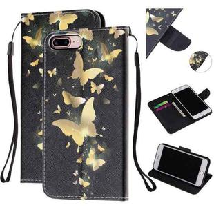 Colored Drawing Pattern Cross Texture Horizontal Flip PU Leather Case with Holder & Card Slots & Wallet For iPhone 8 Plus / 7 Plus(Butterfly)