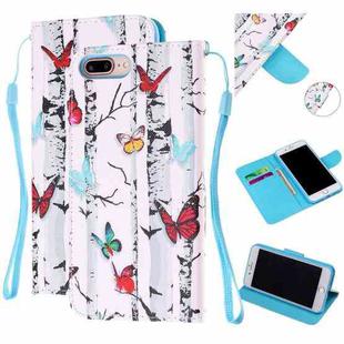 Colored Drawing Pattern Cross Texture Horizontal Flip PU Leather Case with Holder & Card Slots & Wallet For iPhone 8 Plus / 7 Plus(Butterfly Tree)