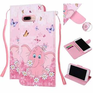 Colored Drawing Pattern Cross Texture Horizontal Flip PU Leather Case with Holder & Card Slots & Wallet For iPhone 8 Plus / 7 Plus(Butterfly Elephant)