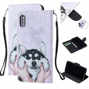 Colored Drawing Pattern Cross Texture Horizontal Flip PU Leather Case with Holder & Card Slots & Wallet For iPhone XS / X(Husky)