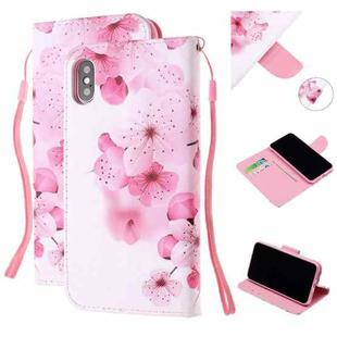 Colored Drawing Pattern Cross Texture Horizontal Flip PU Leather Case with Holder & Card Slots & Wallet For iPhone XS / X(Peach Blossom)