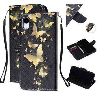 Colored Drawing Pattern Cross Texture Horizontal Flip PU Leather Case with Holder & Card Slots & Wallet For iPhone XR(Butterfly)