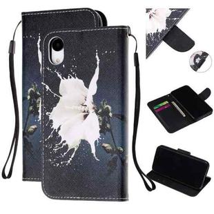 Colored Drawing Pattern Cross Texture Horizontal Flip PU Leather Case with Holder & Card Slots & Wallet For iPhone XR(White Flower)