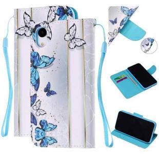 Colored Drawing Pattern Cross Texture Horizontal Flip PU Leather Case with Holder & Card Slots & Wallet For iPhone XR(Blue Butterfly)