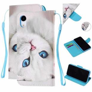 Colored Drawing Pattern Cross Texture Horizontal Flip PU Leather Case with Holder & Card Slots & Wallet For iPhone XR(Blue Eye Cat)