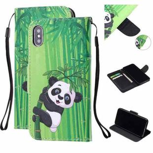 Colored Drawing Pattern Cross Texture Horizontal Flip PU Leather Case with Holder & Card Slots & Wallet For iPhone XS Max(Panda Bamboo)