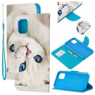For iPhone 11 Colored Drawing Pattern Cross Texture Horizontal Flip PU Leather Case with Holder & Card Slots & Wallet (Blue Eye Cat)