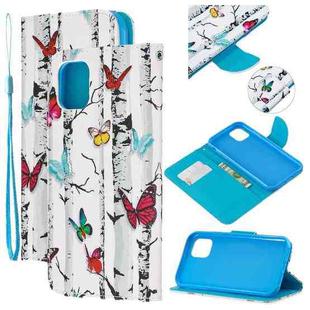 For iPhone 11 Colored Drawing Pattern Cross Texture Horizontal Flip PU Leather Case with Holder & Card Slots & Wallet (Butterfly Tree)
