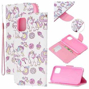 For iPhone 11 Colored Drawing Pattern Cross Texture Horizontal Flip PU Leather Case with Holder & Card Slots & Wallet (Ice Cream Unicorn)