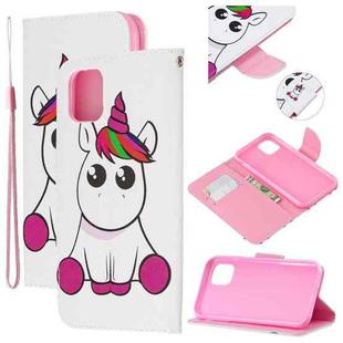 For iPhone 11 Colored Drawing Pattern Cross Texture Horizontal Flip PU Leather Case with Holder & Card Slots & Wallet (Pink Unicorn)