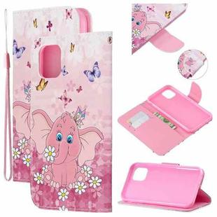 For iPhone 11 Colored Drawing Pattern Cross Texture Horizontal Flip PU Leather Case with Holder & Card Slots & Wallet (Butterfly Elephant)