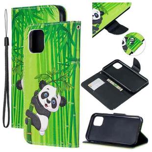 Colored Drawing Pattern Cross Texture Horizontal Flip PU Leather Case with Holder & Card Slots & Wallet For iPhone 11 Pro(Panda Bamboo)