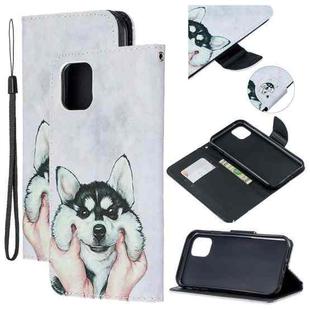 For iPhone 11 Pro Max Colored Drawing Pattern Cross Texture Horizontal Flip PU Leather Case with Holder & Card Slots & Wallet (Husky)