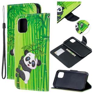 For iPhone 11 Pro Max Colored Drawing Pattern Cross Texture Horizontal Flip PU Leather Case with Holder & Card Slots & Wallet (Panda Bamboo)