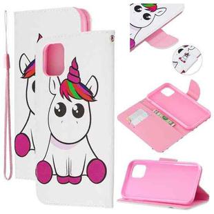 For iPhone 11 Pro Max Colored Drawing Pattern Cross Texture Horizontal Flip PU Leather Case with Holder & Card Slots & Wallet (Pink Unicorn)
